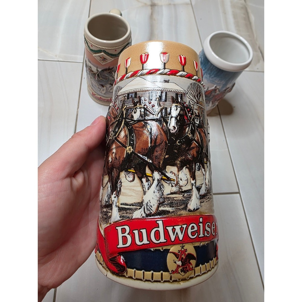 Budweiser Holida Stein Lot 3 1996 American Homestead 2007 Winter's Calm B Series - Picture 15 of 16